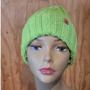 Urban Outfitters Beanie UNISEX OS Lime Chunky Ribbed Cuffed Outdoor Cozycore
